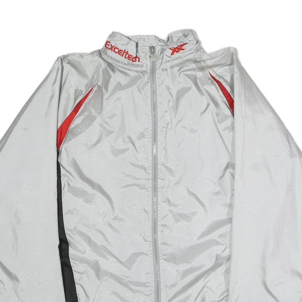 ASICS Mens White & Red Sports Track Jacket M Polyester Zip Collar Athletic Fit