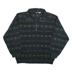 NEXT ISSUE Mens Dark Green Patterned Polyester Pullover Jumper L Zip Neck