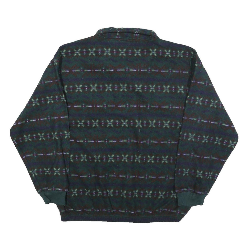 NEXT ISSUE Mens Dark Green Patterned Polyester Pullover Jumper L Zip Neck