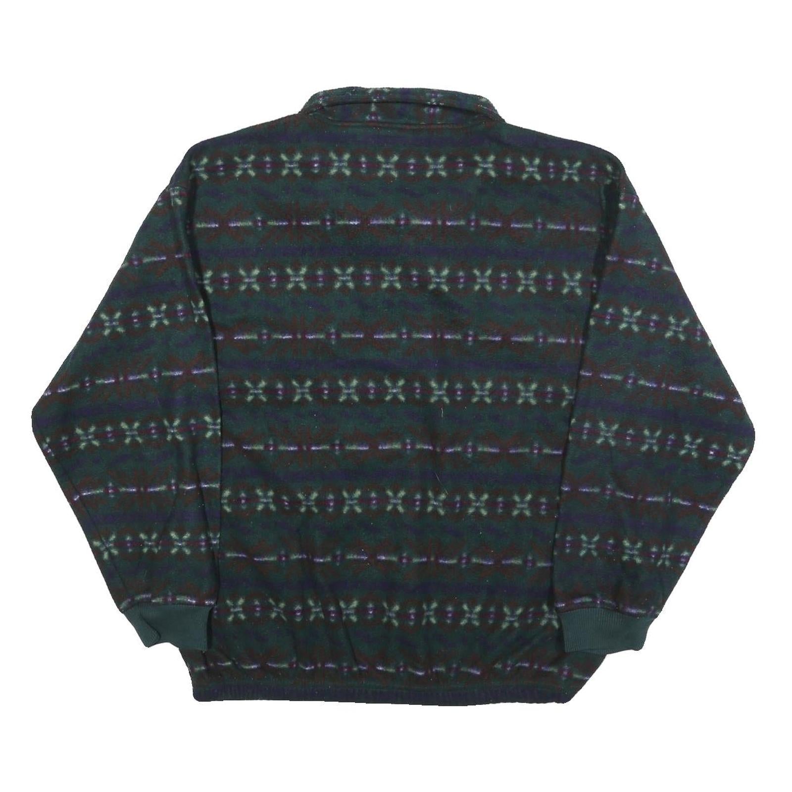 NEXT ISSUE Mens Dark Green Patterned Polyester Pullover Jumper L Zip Neck
