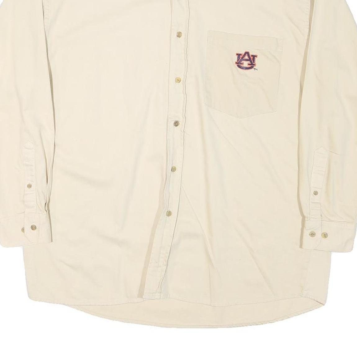 VESI Mens Cream Auburn University Button-Down Cotton Blend Shirt L Casual