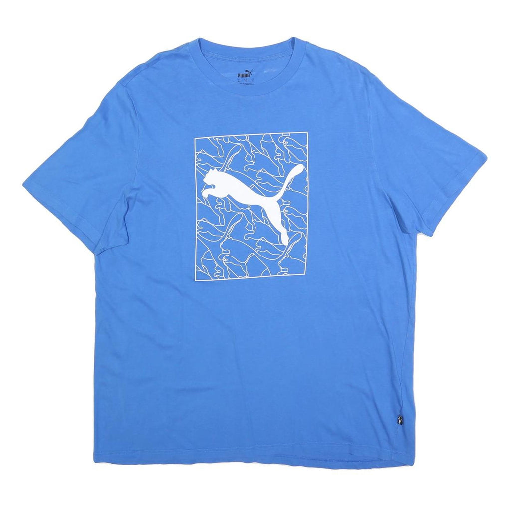 PUMA Mens Blue Graphic T-Shirt XL Short Sleeve Crew Neck Sportswear Casual