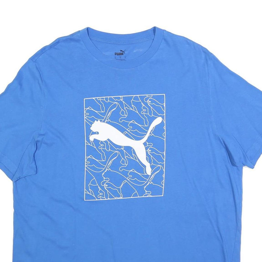 PUMA Mens Blue Graphic T-Shirt XL Short Sleeve Crew Neck Sportswear Casual