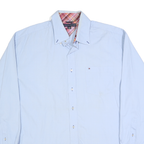 TOMMY HILFIGER Mens Blue XL Shirt Cotton Blend Long Sleeve Formal Button Collar