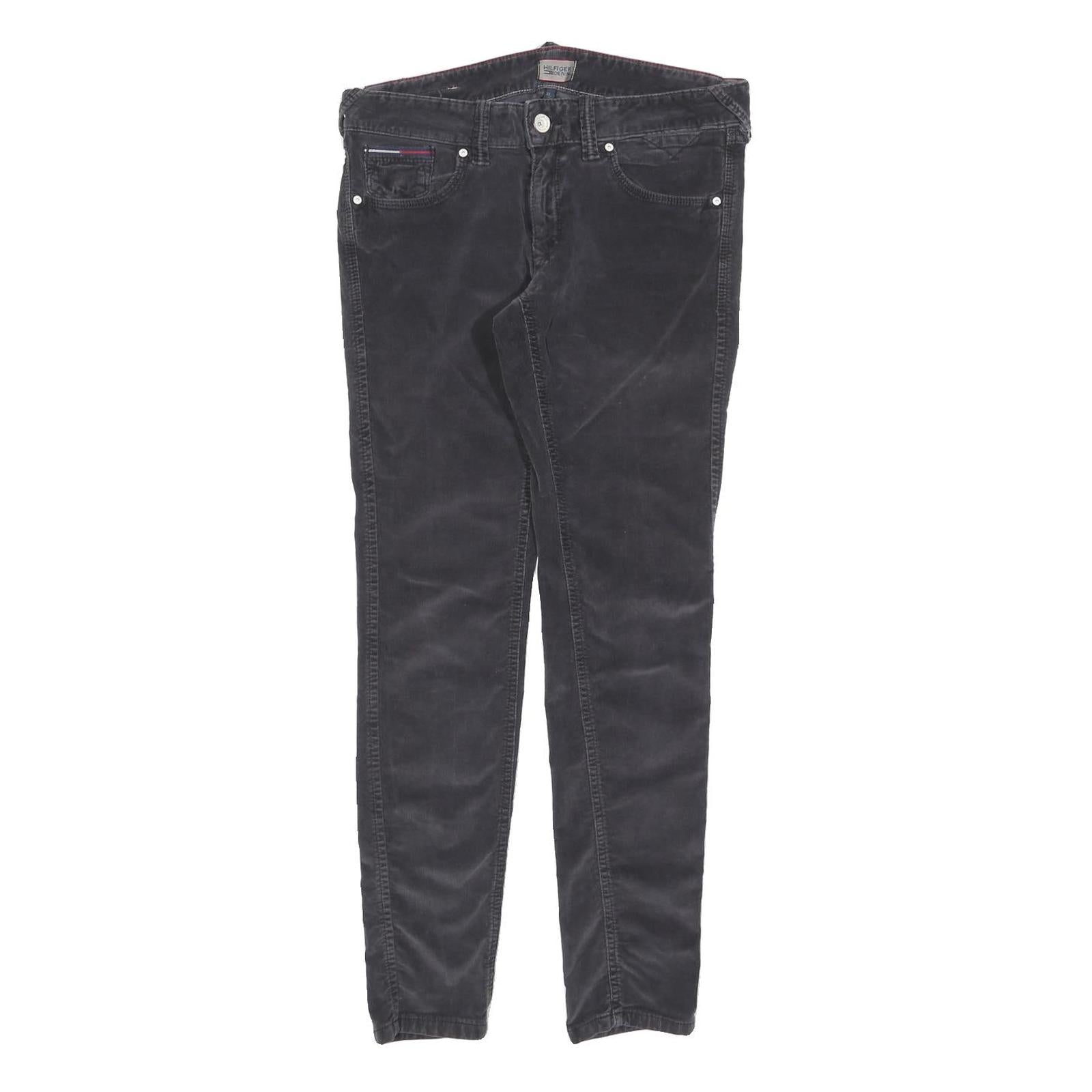 TOMMY HILFIGER Mens Cotton Blend Black Slim Skinny Trousers W29 L30 Casual