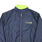 FC BARCELONA Mens Navy Blue Sports Zip Jacket L Polyester Blend Plain