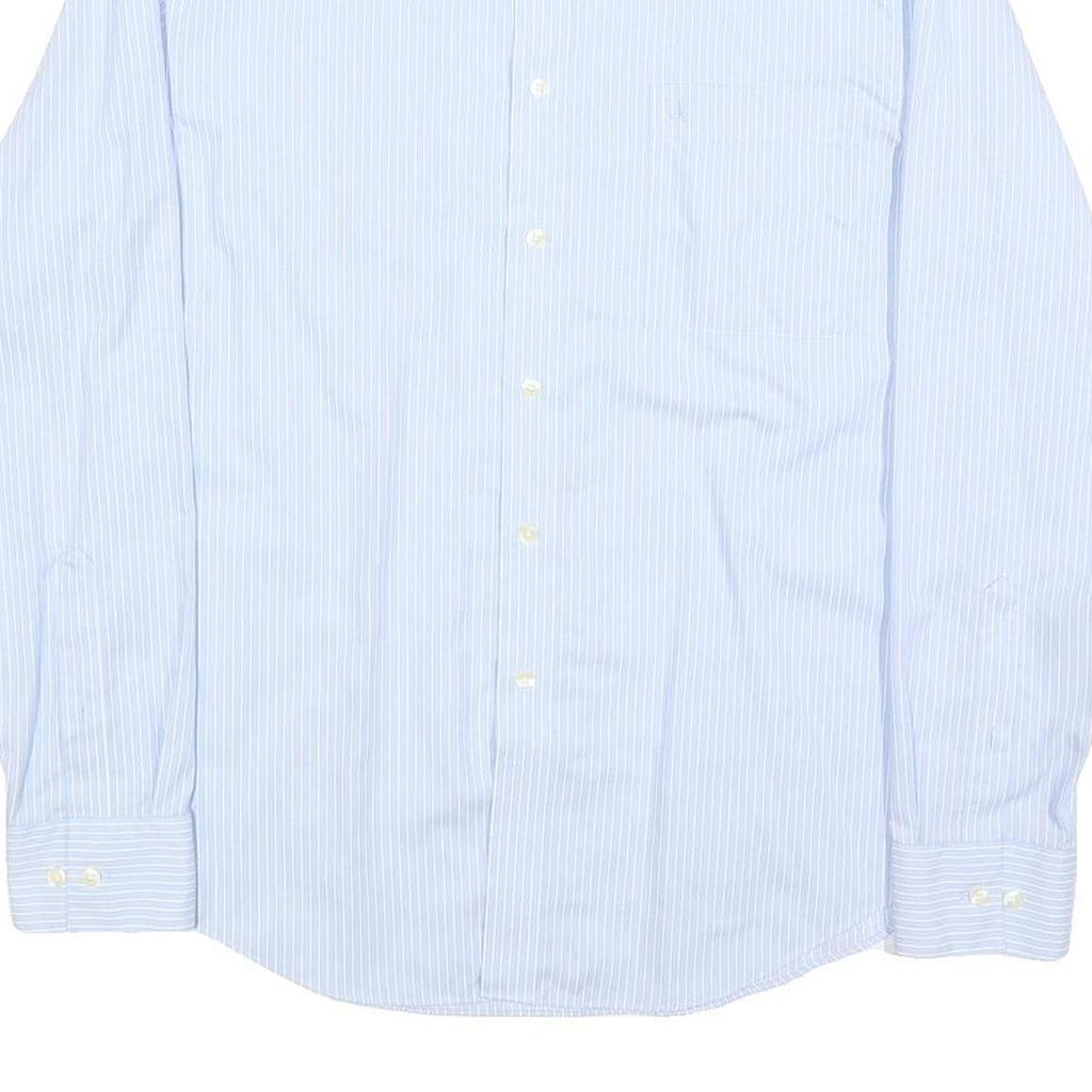 CALVIN KLEIN Mens Blue & White Striped Shirt L Cotton Long Sleeve Classic