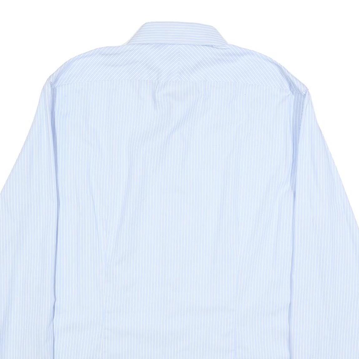 CALVIN KLEIN Mens Blue & White Striped Shirt L Cotton Long Sleeve Classic