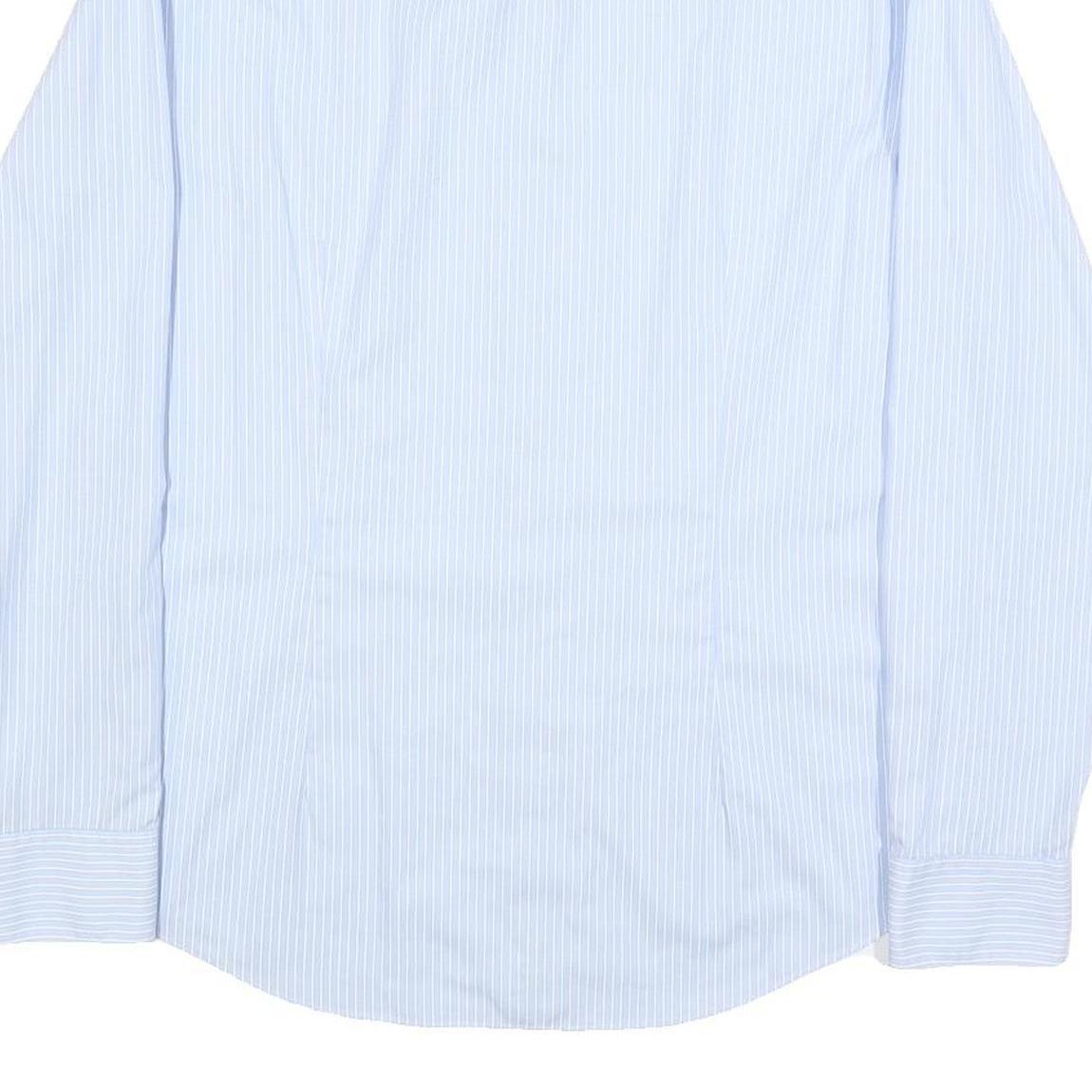 CALVIN KLEIN Mens Blue & White Striped Shirt L Cotton Long Sleeve Classic