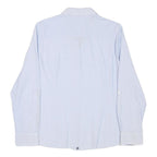 TOMMY HILFIGER Womens Blue Pinstripe Shirt L Classic Button Down Cotton Blend