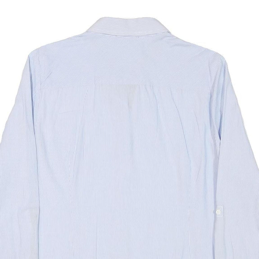 TOMMY HILFIGER Womens Blue Pinstripe Shirt L Classic Button Down Cotton Blend
