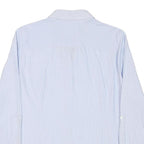 TOMMY HILFIGER Womens Blue Pinstripe Shirt L Classic Button Down Cotton Blend