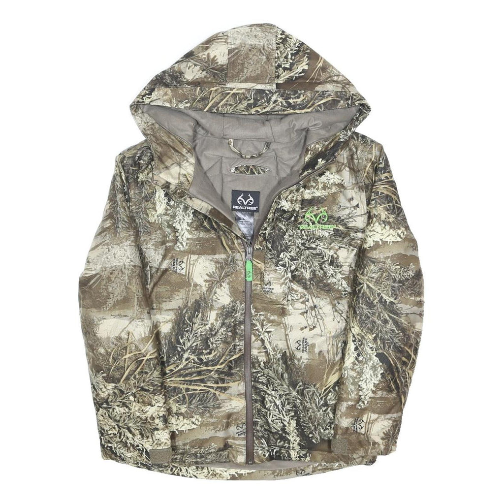 REALTREE Boys Brown Camouflage Hooded Cotton Blend Zip Jacket XL Outdoor