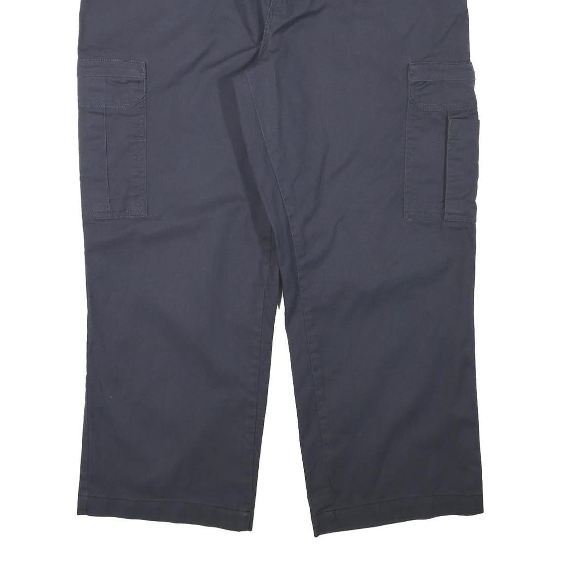 DICKIES Mens Cotton Blend Navy Blue Relaxed Cargo Trousers W36 L27 Workwear