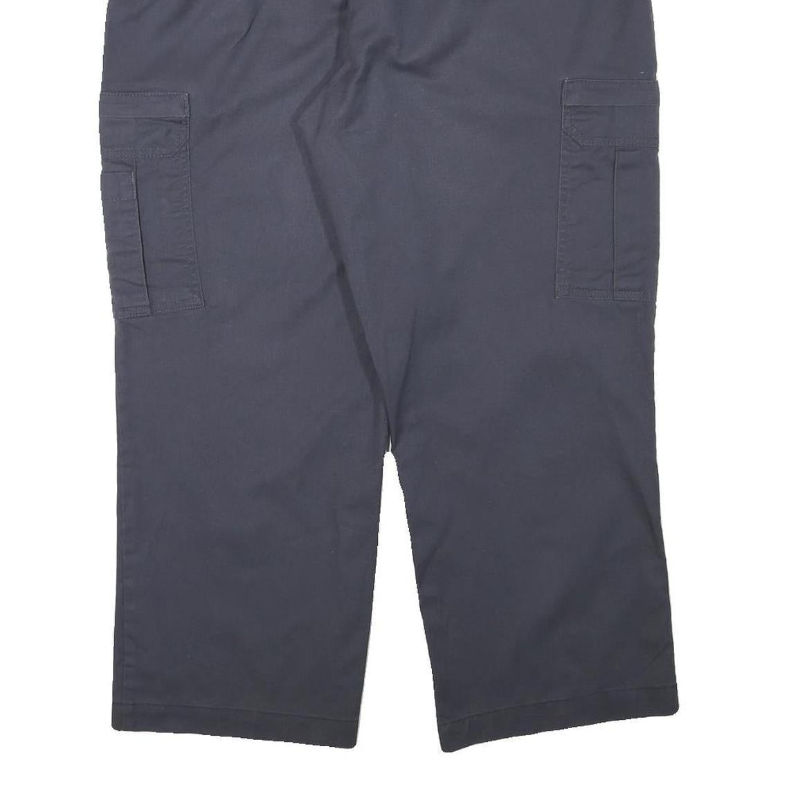 DICKIES Mens Cotton Blend Navy Blue Relaxed Cargo Trousers W36 L27 Workwear