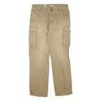 CARHARTT Mens Regular Fit Beige Cargo Cotton Blend Trousers W36 L34 Durable