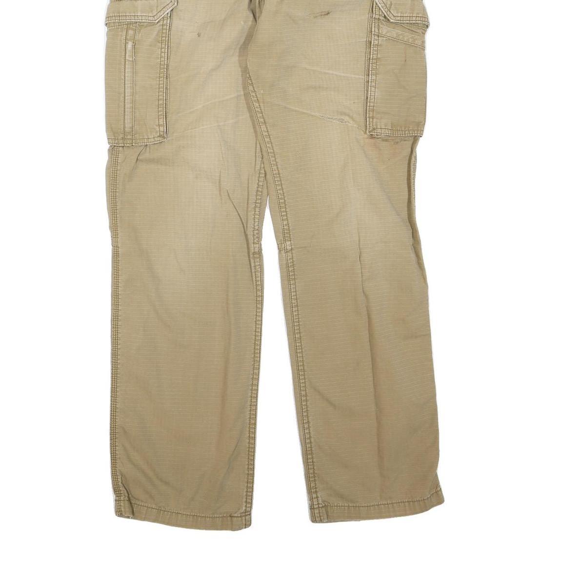 CARHARTT Mens Regular Fit Beige Cargo Cotton Blend Trousers W36 L34 Durable