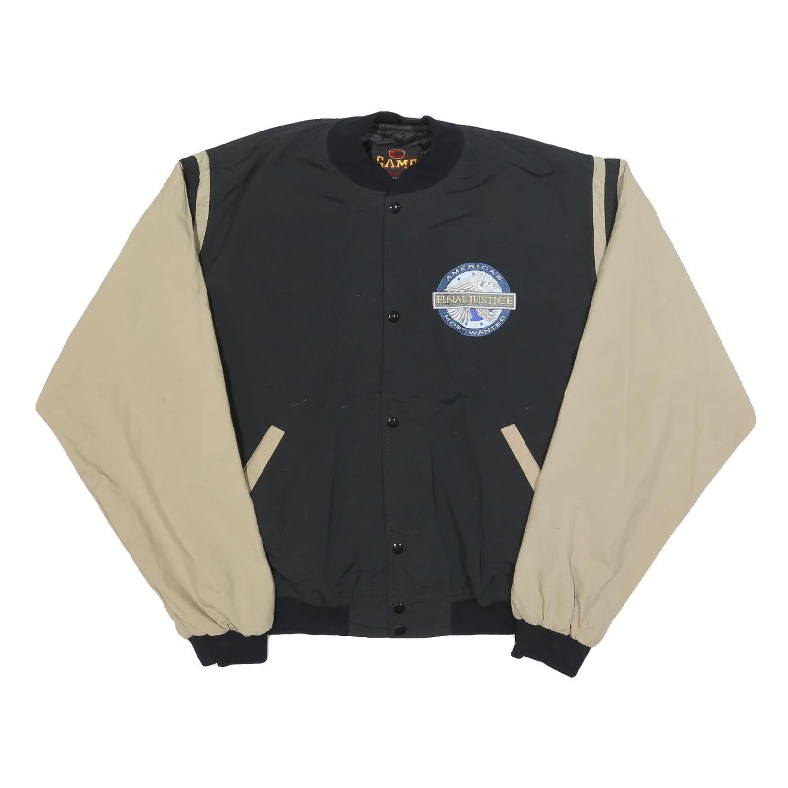 GAME Mens Black & Beige Button Jacket XL Polyester Blend Plain Casual Sport