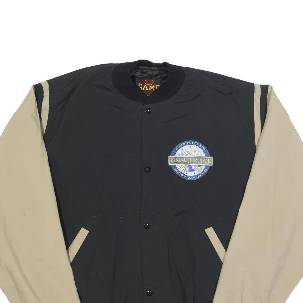 GAME Mens Black & Beige Button Jacket XL Polyester Blend Plain Casual Sport