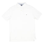 TOMMY HILFIGER Mens White Short Sleeve Plain M Cotton Blend Polo Shirt