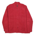 TOMMY HILFIGER Womens Red Patterned Cable Knit Full Zip Jumper 2XL Cotton Blend
