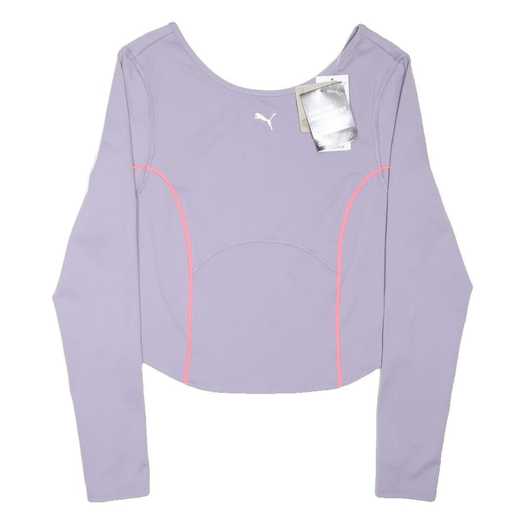PUMA Womens Purple Sports Long Sleeve Top Crew Neck Size L Activewear