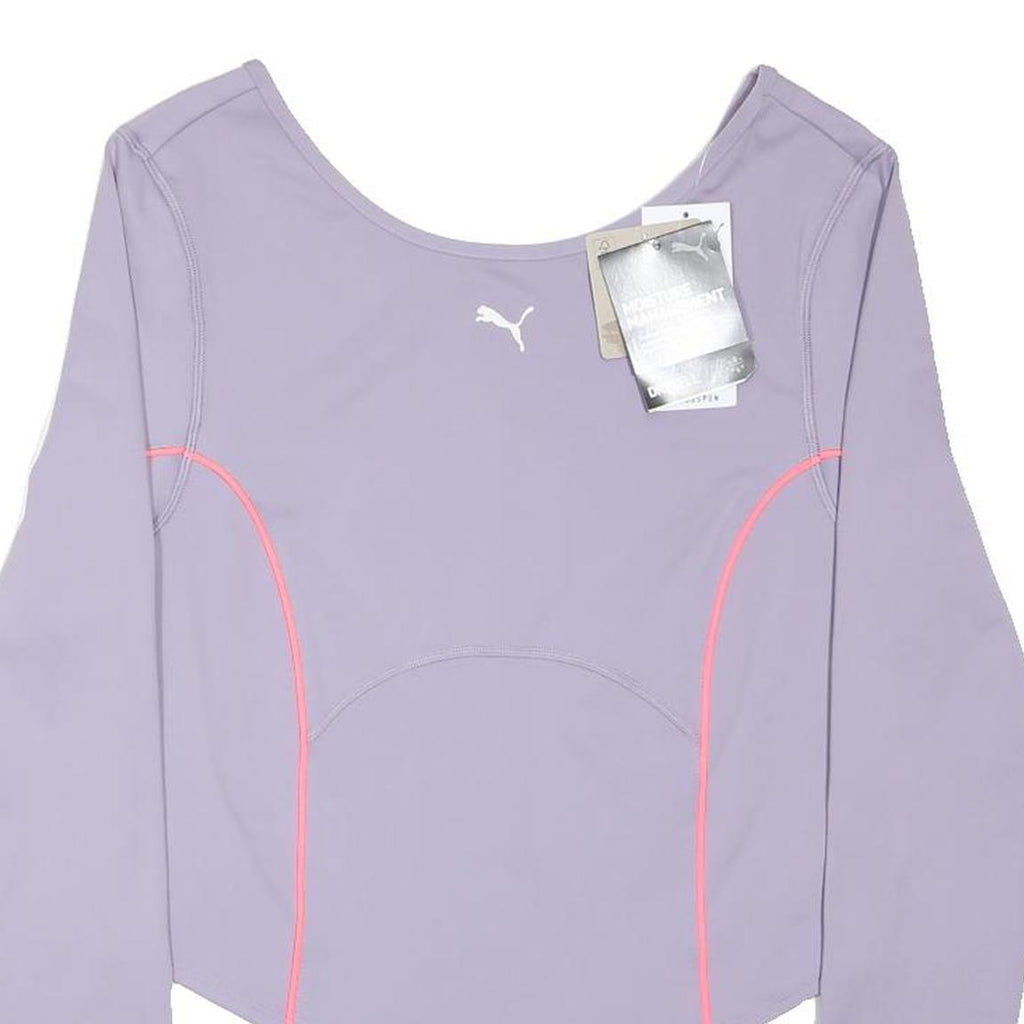 PUMA Womens Purple Sports Long Sleeve Top Crew Neck Size L Activewear