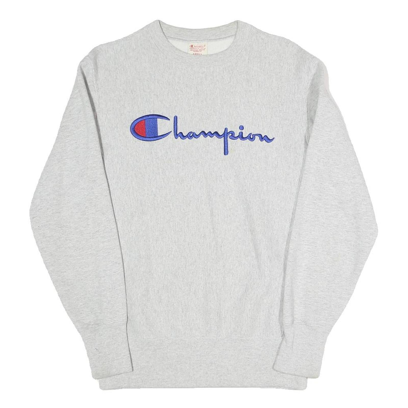 CHAMPION REVERSE WEAVE Mens Grey Cotton Blend Crew Neck Sweatshirt S Casual Wear