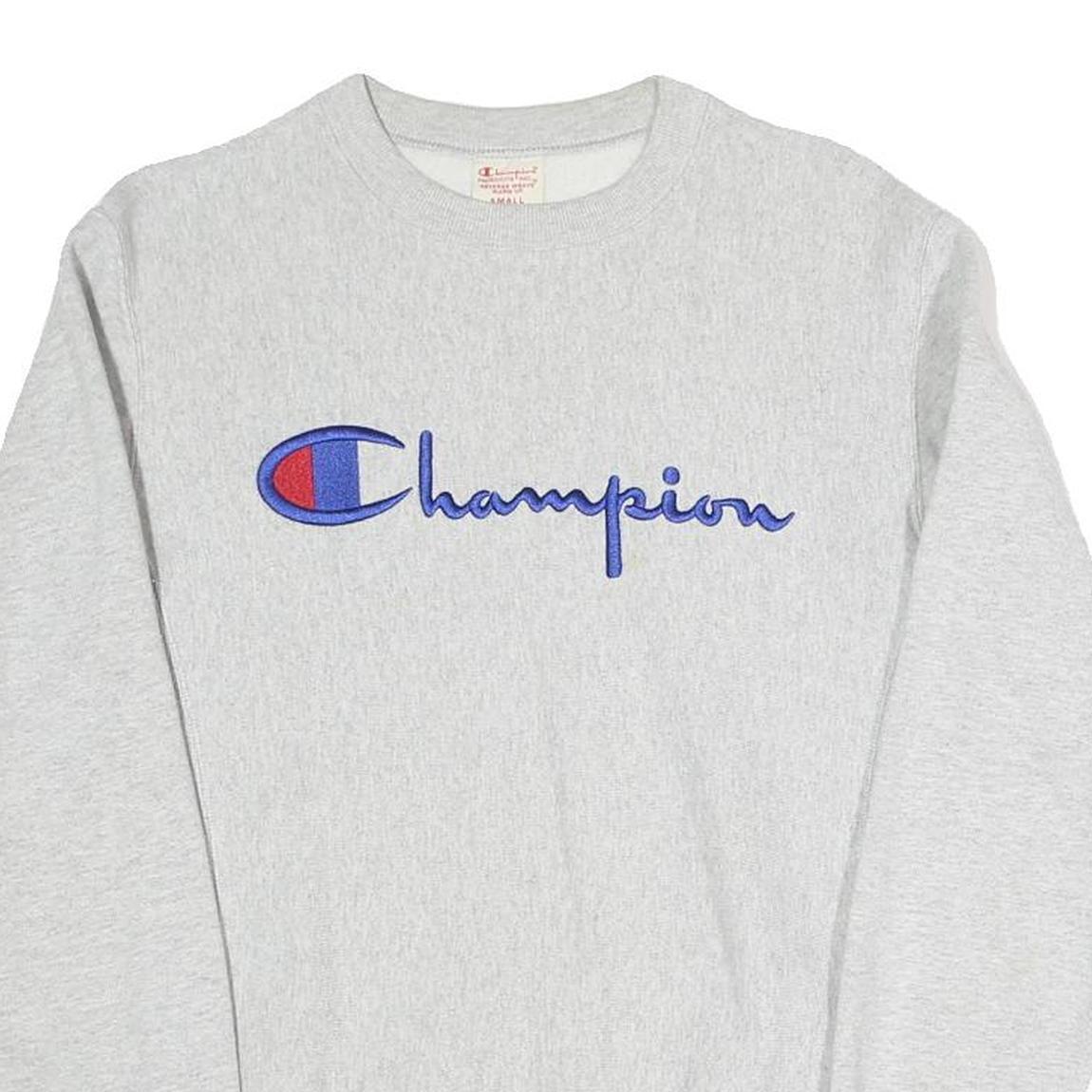 CHAMPION REVERSE WEAVE Mens Grey Cotton Blend Crew Neck Sweatshirt S Casual Wear