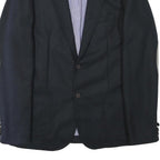 Mens Black Jacket M Polyester Button Closure Plain Elbow Patches Casual