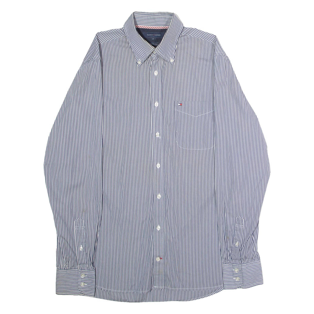 TOMMY HILFIGER Mens Shirt Blue Striped Long Sleeve M