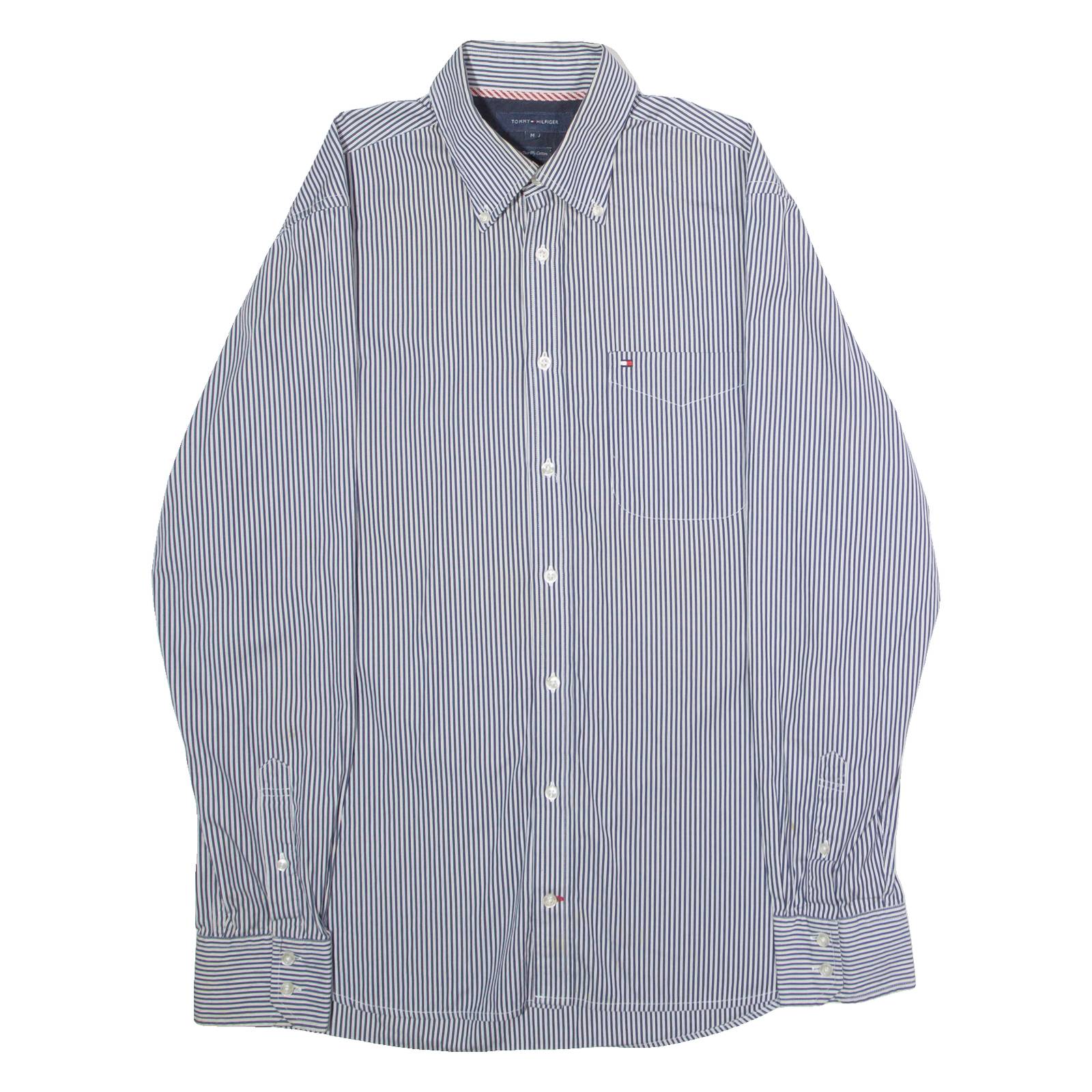 TOMMY HILFIGER Mens Shirt Blue Striped Long Sleeve M