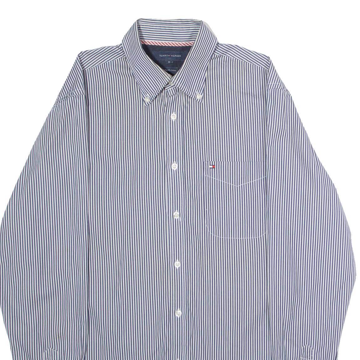 TOMMY HILFIGER Mens Shirt Blue Striped Long Sleeve M