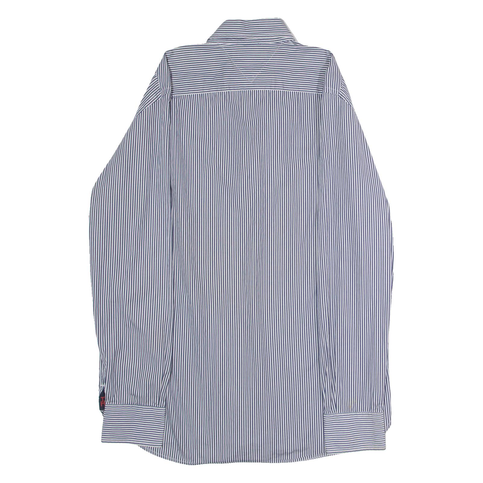 TOMMY HILFIGER Mens Shirt Blue Striped Long Sleeve M