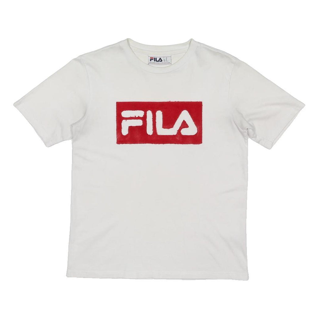 FILA Womens White & Red Logo Graphic T-Shirt XS Short Sleeve Round Neck