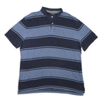 TOMMY HILFIGER Mens Blue & Navy Striped Short Sleeve Polo Shirt XL Cotton Blend