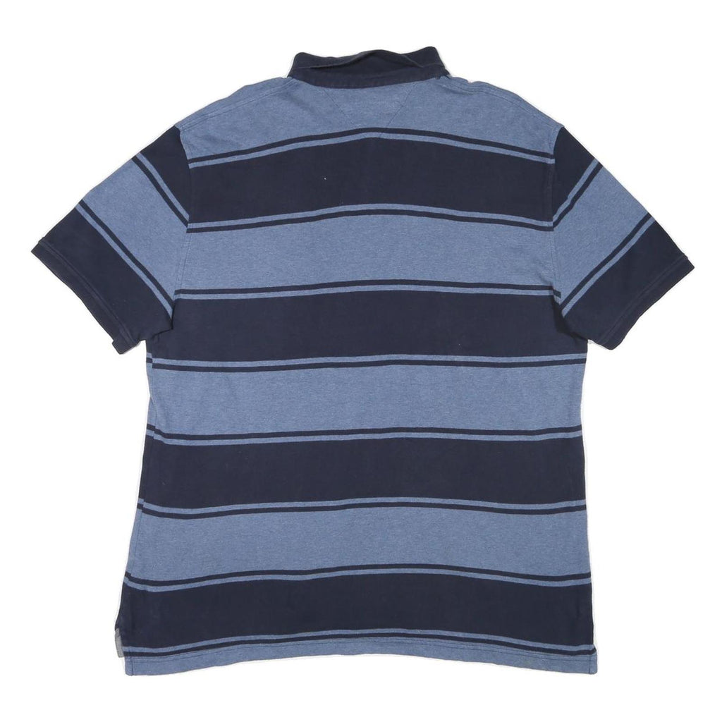 TOMMY HILFIGER Mens Blue & Navy Striped Short Sleeve Polo Shirt XL Cotton Blend