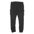 FSBN Mens Black Regular Fit Cargo Trousers W32 L25 Cotton Blend Zip Casual Wear