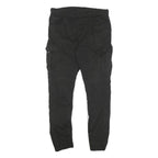 FSBN Mens Black Regular Fit Cargo Trousers W32 L25 Cotton Blend Zip Casual Wear