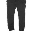 FSBN Mens Black Regular Fit Cargo Trousers W32 L25 Cotton Blend Zip Casual Wear