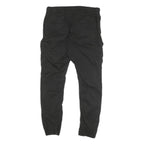 FSBN Mens Black Regular Fit Cargo Trousers W32 L25 Cotton Blend Zip Casual Wear