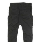 FSBN Mens Black Regular Fit Cargo Trousers W32 L25 Cotton Blend Zip Casual Wear