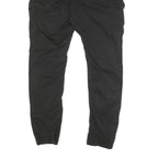 FSBN Mens Black Regular Fit Cargo Trousers W32 L25 Cotton Blend Zip Casual Wear