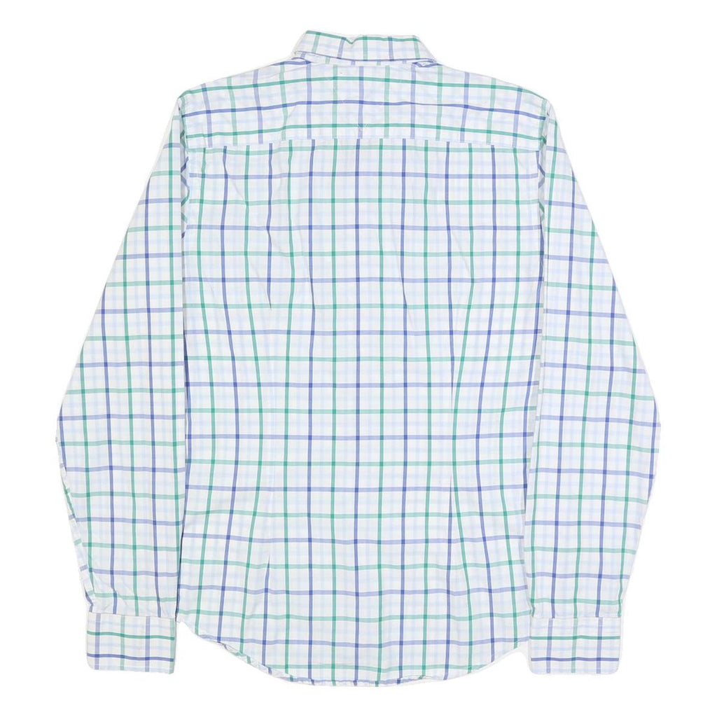 TOMMY HILFIGER Mens White Green & Blue Check Shirt M Classic Button Down Cotton
