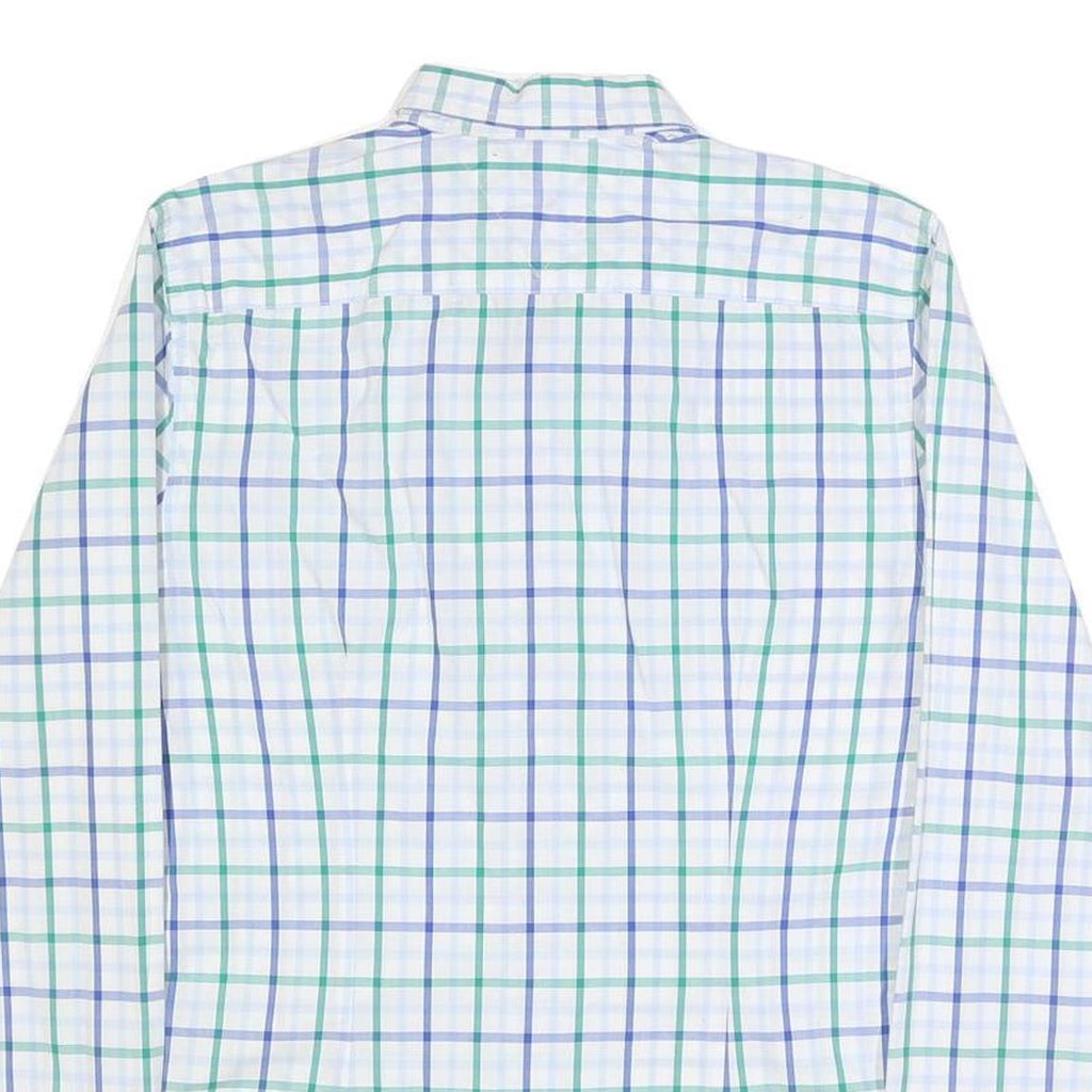 TOMMY HILFIGER Mens White Green & Blue Check Shirt M Classic Button Down Cotton