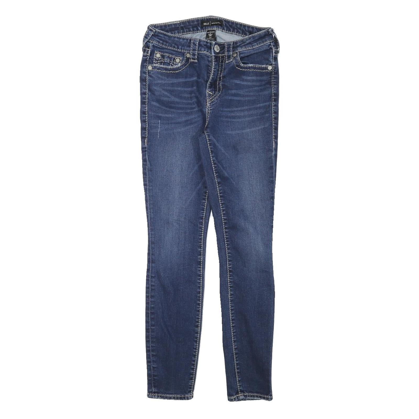 TRUE RELIGION Womens Slim Blue Denim Slim Jeans W25 L28 Classic Style