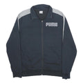 PUMA Mens Navy & Grey Cotton Blend Track Jacket M Zip Plain Logo