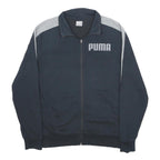 PUMA Mens Navy & Grey Cotton Blend Track Jacket M Zip Plain Logo