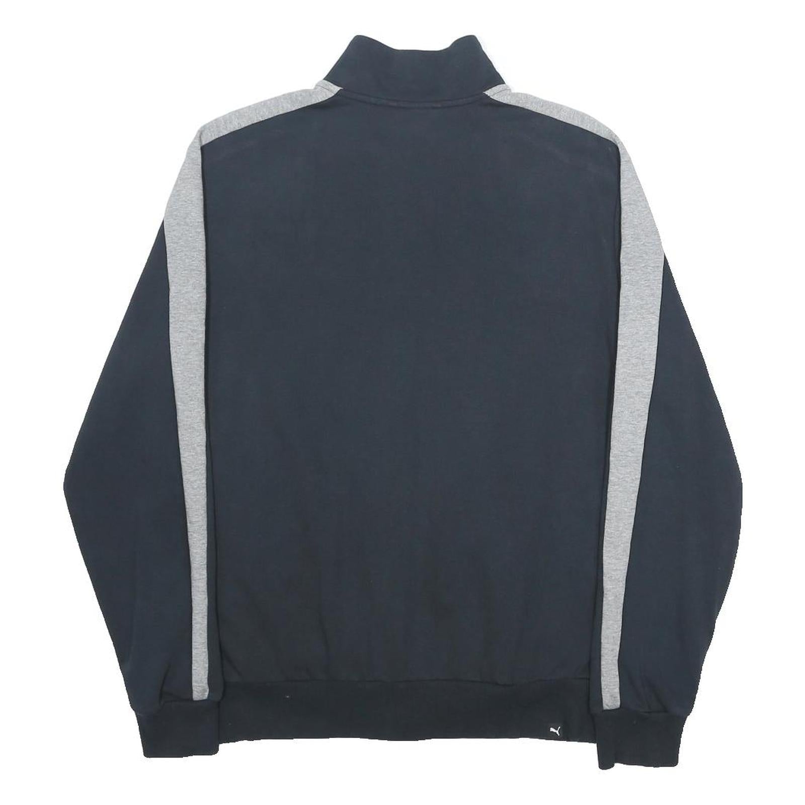 PUMA Mens Navy & Grey Cotton Blend Track Jacket M Zip Plain Logo