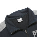 PUMA Mens Navy & Grey Cotton Blend Track Jacket M Zip Plain Logo